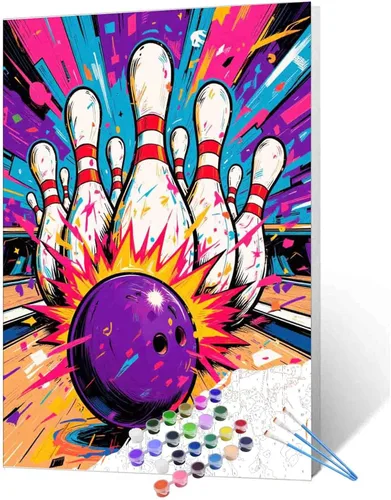 Miniatura 30 de Aihonmin Pintura por números, tema de baloncesto, kit de pintura al óleo para niños y adultos, pintura de dibujo de 16 x 20 pulgadas, pigmento Bola