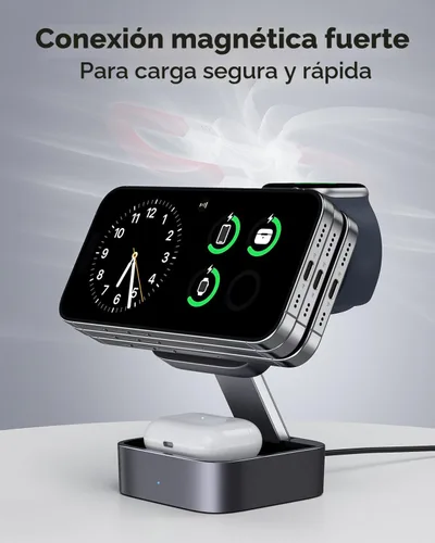Miniatura 7 de UEQ Estación de carga inalámbrica 3 en 1 para dispositivos Apple, compatible con soporte de cargador MagSafe, cargador inalámbrico magnético