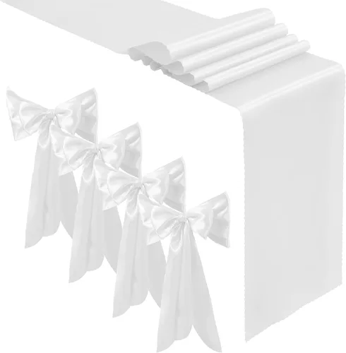 Miniatura 9 de Aormenzy 12 caminos de mesa de satén azul bebé de 12 x 108 pulgadas, caminos de mesa de boda sedosos, decoración de mesa elegante, caminos de mesa
