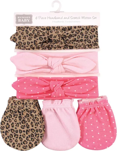 Miniatura 81 de Hudson Baby Conjunto de diadema de algodón y manoplas para rascar para bebé