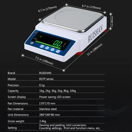 Miniatura 4 de Escala de equilibrio de laboratorio de precisión de 22.0 lbs x 0.00 oz, escala de grano/gramo, báscula científica, báscula calibrada, pesaje
