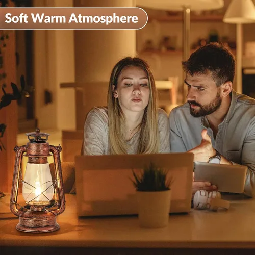 Miniatura 7 de NOXARTE Lámpara de mesa rústica con diseño de farol antiguo enchufable, luz nocturna perfecta para dormitorio, sala de estar, 15 pulgadas de alto x