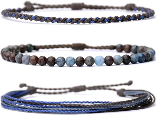Miniatura 24 de Pulsera curativa hecha a mano con cuentas de piedra natural, regalo para hombres, pulsera de cuerda ajustable