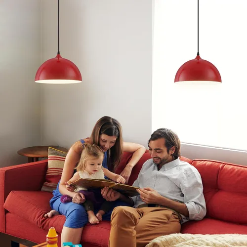 Miniatura 5 de Luz Colgante Roja con Enchufe Paquete de 2, 11.8 pulgadas, 14.7 pies, Luz Colgante Estilo Granja, Luces Colgantes de Cocina, Luces Colgantes