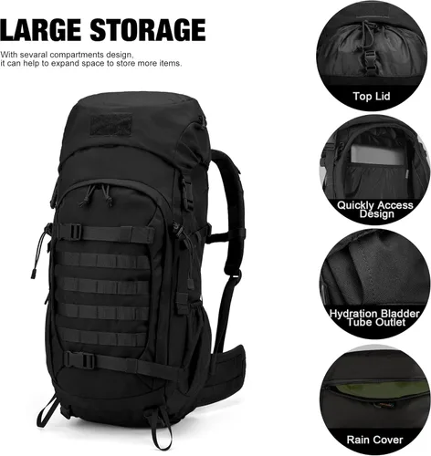 Miniatura 5 de Mardingtop Mochila de senderismo de 50 litros, mochila de mochilero con cubierta de lluvia para senderismo, mochilero, rucking, camping