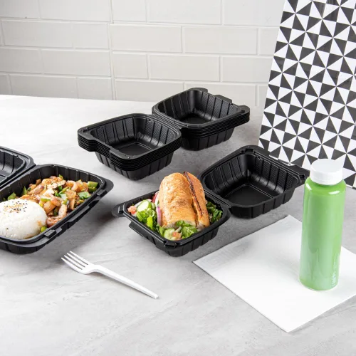 Miniatura 9 de Restaurantware Thermo Tek - Recipientes para llevar rellenos de minerales de 6 x 6 x 3 pulgadas, 100 recipientes duraderos para llevar, contenedores
