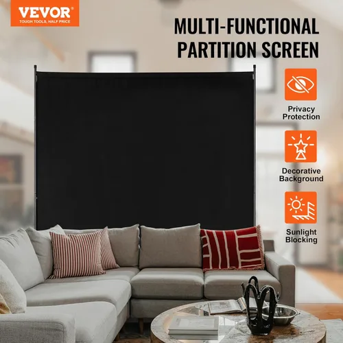 Miniatura 2 de VEVOR Divisor de habitación, divisor de habitación de un solo panel, pantalla de privacidad de 6 pies en interiores, divisor de partición para Negro