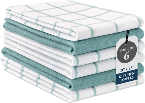 LANE LINEN Juego de toallas de cocina y paños de cocina de algodón, paquete de 6 – Toalla de platos absorbente y de secado rápido, 45,7 cm x 71 cm,