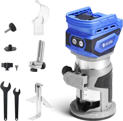 SainSmart Enrutador de madera inalámbrico, compacto para batería MAK de 18 V, enrutador recortador sin escobillas con 5 velocidades variables,