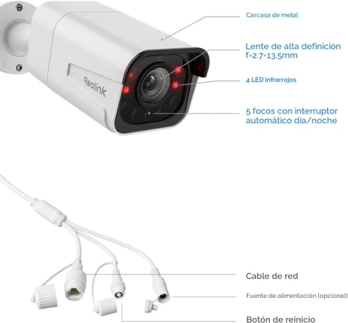 Miniatura 9 de REOLINK RLC-811A - Cámara de seguridad con cable IP PoE 4K - FoV de 123°, zoom óptico 5X para uso en exteriores, visión nocturna a color, detección