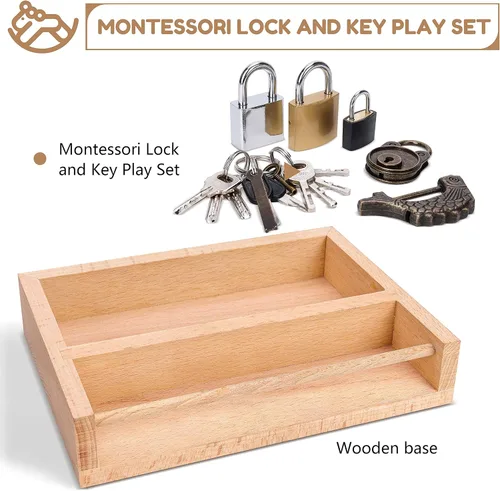 Miniatura 2 de Woodtoe Juego de Candado y Llave Montessori para Niños, Juego Educativo de Candados y Llaves, Materiales de Aprendizaje Montessori de Madera