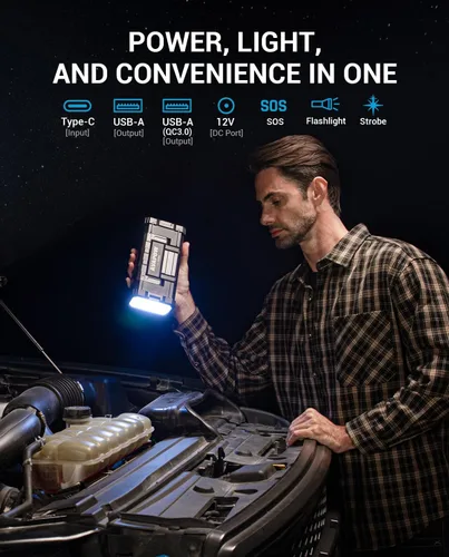 Miniatura 7 de Arrancador de 6000 A de AVAPOW (para todos los motores de gasolina o hasta 12 L de diésel) Arrancador de batería con carga rápida USB dual y salida