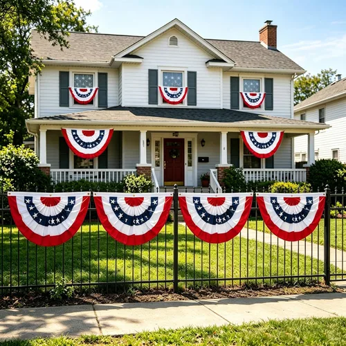 Miniatura 5 de EBaokuup 8 banderas patrióticas plisadas de Estados Unidos, de 3 x 1.5 pies, bandera de Estados Unidos, bandera patriótica, banderines de estrellas