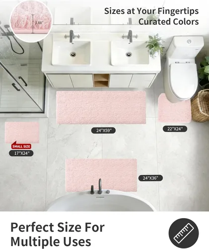 Miniatura 2 de ILANGO Alfombras de baño rosas de Navidad de 24" × 17", antideslizantes y súper absorbentes, extra gruesas, suaves, lavables para el suelo, alfombra