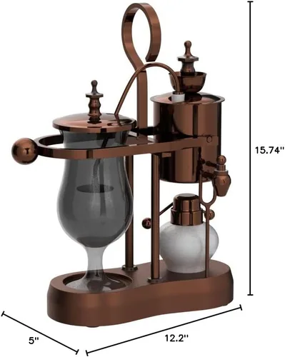 Miniatura 10 de Nispira Belgium Royal Family Balance Syphon - Cafetera vintage con gravedad única, sistema de preparación al vacío, cobre, 16.9 fl oz