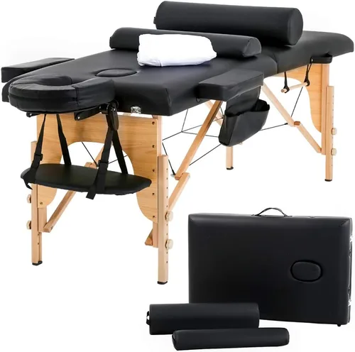 BestMassage Cama de masaje portátil de 24 pulgadas de ancho, cama de pestañas de altura ajustable, 2 mesas de spa plegables con colgador de toallas,