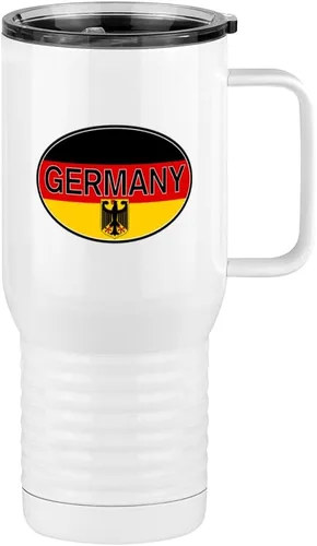 Miniatura 15 de Just So Posh Vaso de bandera de país, diferentes banderas ovaladas europeas en cada lado, taza de café de viaje con asa y tapa deslizante
