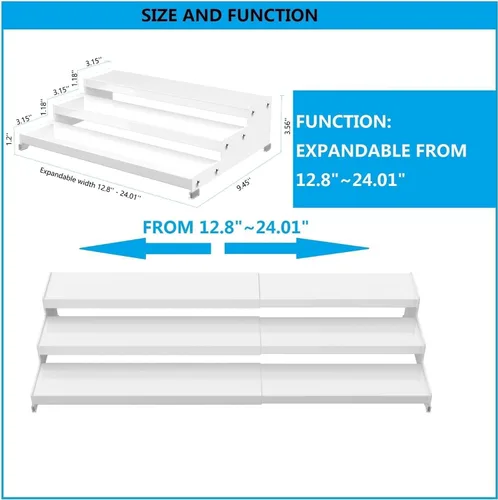 Miniatura 5 de Organizador de almacenamiento expandible para especias con estante de 3 niveles, organización de estantes de condimentos. Ideal para estantes