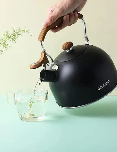 Miniatura 8 de Hervidor de Té, BELANKO 85 OZ / 2.5 Litros Hervidor de Té Silbante, Teteras para Estufa de Acero Inoxidable Grado Alimentario con Mango Plegable