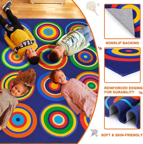 Miniatura 4 de Alfombra grande para aula, alfombra colorida para niños, para preescolar, antideslizante, alfombra de juego divertida para guarderías, sala