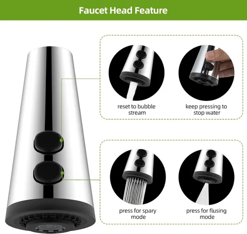 Miniatura 2 de Cabezal de llave de cocina de repuesto de 4 funciones universal con rociador de fregadero de cocina extraíble con 15 adaptadores compatibles