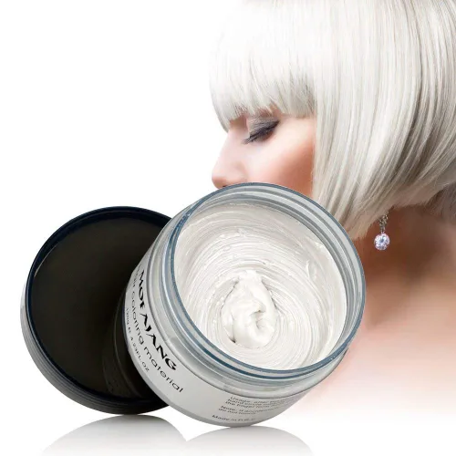 Miniatura 3 de MOFAJANG - Tinte de cera unisex para el cabello, color crema, barro, pomada de peinado natural, lavable temporal, fiesta cosplay (blanco)