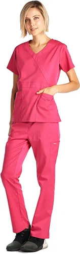 Miniatura 5 de Dagacci Medical Uniform Conjunto de ropa quirúrgica elástica y suave con cuello en Y y pantalones para mujer