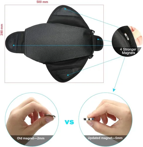 Miniatura 3 de Bolsa universal impermeable para tanque de motocicleta, cuenta con una ventanilla transparente y fuertes imanes para adherirse al tanque de su