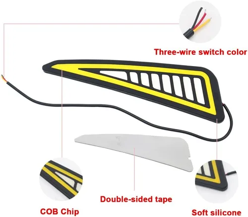 Miniatura 3 de YSY 2 bombillas LED de doble color blanco ámbar COB luces de circulación diurna luz de giro flexible DRL luz diurna luz de conducción impermeable