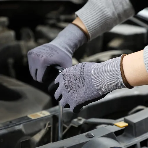 Miniatura 4 de LOCCEF Guantes de trabajo de seguridad con revestimiento de nitrilo de microespuma, 12 pares, guantes de nailon de punto sin costuras, mejoras