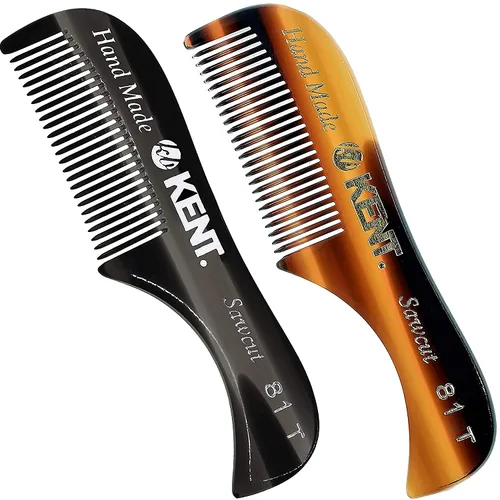 Miniatura 12 de Peine Kent, peine para bigote de 2.87 pulgadas, dientes finos para bigote y barba modelo n.° 81T, 3.05 pulgadas de longitud, Marrón tortuga