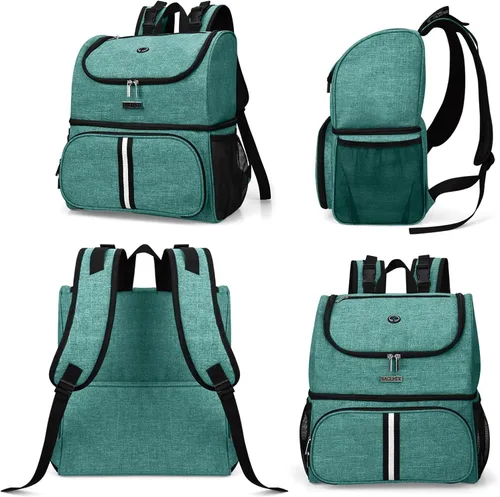 Miniatura 2 de BAGLHER Bolsa de viaje para mascotas, mochila de doble capa para suministros para mascotas (para todos los suministros de viaje para mascotas), Verde