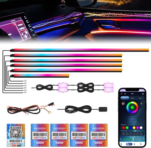 Miniatura 22 de Luces interiores acrílicas Dreamcolor para automóvil, accesorios para automóvil WEBUPAR 2 en 1, tira de luces LED para automóvil con control