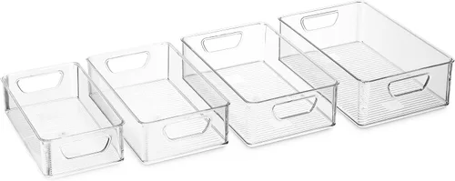 Miniatura 5 de Munfix Juego de 16 contenedores organizadores de refrigerador, cestas de plástico para organización y almacenamiento de despensa, organizadores