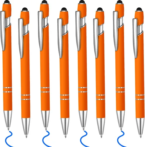 Miniatura 9 de 8 piezas de bolígrafo de tinta azul con punta de lápiz capacitivo 2 en 1 bolígrafo de metal con lápiz capacitivo para pantallas táctiles