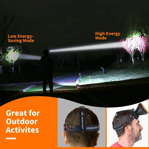 Miniatura 2 de Luces de caza de mapache superbrillantes, linterna frontal LED de alto lúmen con 2 modos de luz, linterna impermeable y recargable, perfecta