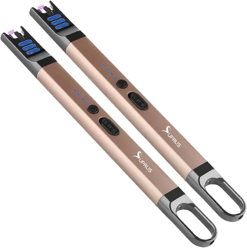 Miniatura 11 de SUPRUS Encendedor de velas eléctrico de arco, resistente al viento, sin llama, recargable por USB, con luz LED, para velas, camping, barbacoa