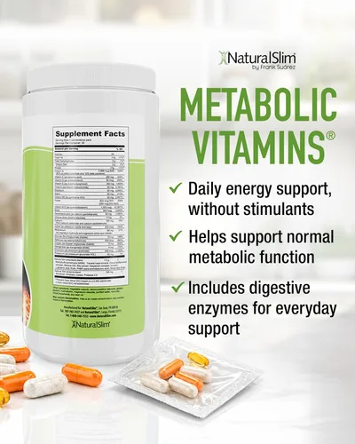 Miniatura 2 de NaturalSlim Vitaminas metabólicas, multivitamínico para mujeres y hombres, apoya la energía, el metabolismo y la absorción de nutrientes con enzimas
