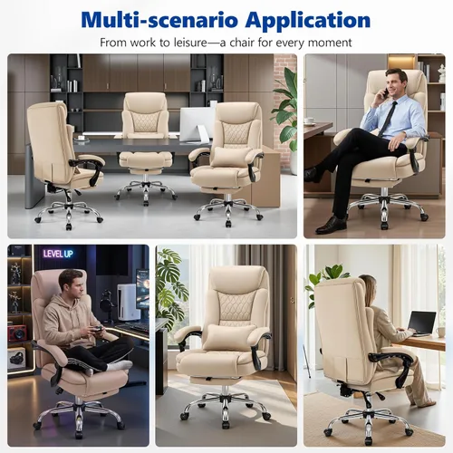 Miniatura 6 de Silla de oficina ejecutiva reclinable de 400 libras con reposapiés, silla de oficina ergonómica grande y alta, sillas de escritorio de oficina