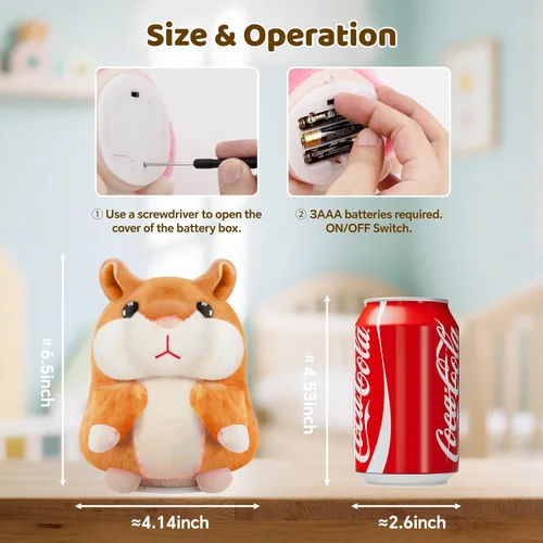 Miniatura 4 de SANJOIN Juguetes para niños pequeños, hámster parlante repite lo que dices para niños y niñas, animales de peluche, juguete sensorial interactivo