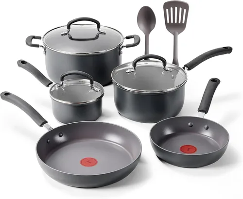 Miniatura 7 de T-Fal Ultimate - Juego de utensilios de cocina anodizados y antiadherentes de 17 piezas, juego de ollas y sartenes antiadherentes con sartén, Ónice