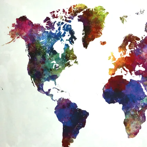 Miniatura 8 de Ameyahud Tapiz de mapamundi de acuarela, tapiz educativo de geografía, pintura colorida, tapiz del mundo nacional, decoración para colgar