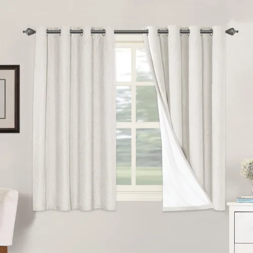 Miniatura 257 de H.VERSAILTEX Cortinas opacas de lino de 72 pulgadas de largo, 100% absolutamente opacas, con aislamiento térmico, con textura de lino, cortinas