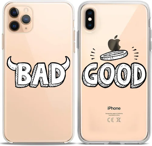 Miniatura 5 de Fundas a juego para parejas compatibles con iPhone 16 15 14 13 12 11 Pro Max Mini Xs X 6s 8 Plus 7+ Xr 10 SE 5 Bad Good Relationship Best Friend