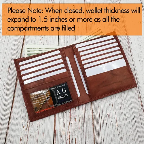 Miniatura 9 de AG Wallets Billetera de cuero de vaca RFID para hombre, estilo europeo, hipster, 1 ventana de identificación, Borgoña, Cartera Rfid