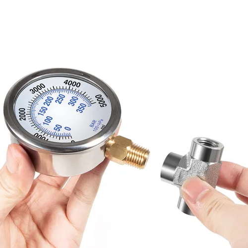 Miniatura 9 de Conjunto de manómetro de pulverización 730-397 Medidor de fluido de alta presión 1/4 "NPT Roscas con ajuste en T 508239 para pulverizadores Titan