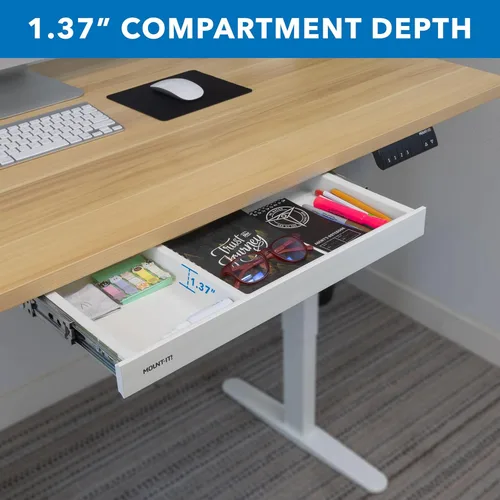 Miniatura 7 de Mount-It! Cajón de almacenamiento debajo del escritorio, organizador de cajones poco profundos para debajo del escritorio, accesorio de Blanco