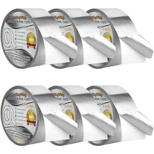 Miniatura 10 de Cinta de Aluminio para Conductos de Alta Resistencia Impermeable, Cintas Térmicas Metálicas Plateadas Premium HVAC (2"*65Pies,3.9mil), Cinta Térmica