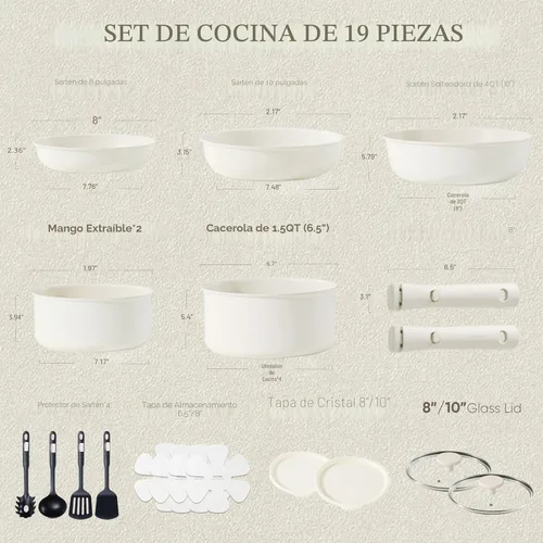 Miniatura 2 de CAROTE Juego de ollas y sartenes, juego de utensilios de cocina antiadherentes, mango desmontable, juegos de utensilios de cocina de inducción