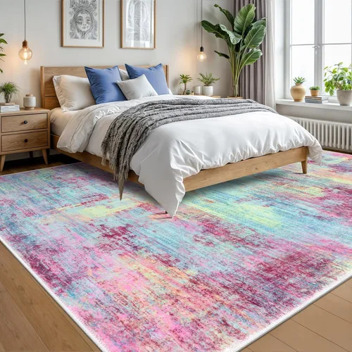 Miniatura 485 de IOHOUZE Alfombra abstracta lavable de 3 x 12 pies para pasillos, antideslizante para cocina, camino de entrada de lana sintética para interiores